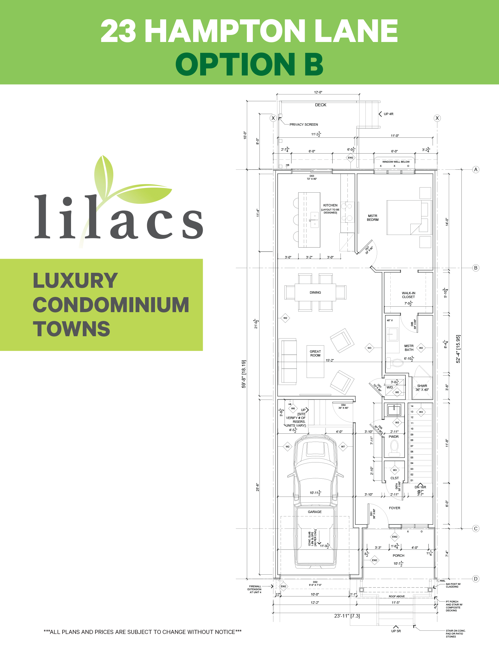 Bungalow Townhomes Option-B Floor Plan